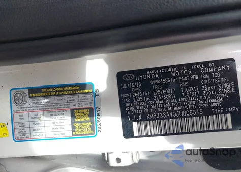 2018 Hyundai Tucson Sel from USA, damaged, VIN KM8J33A40JU808319